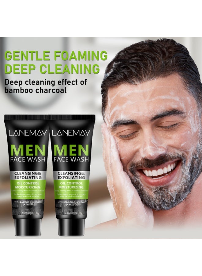 LANEMAY Men Face Wash with Volcanic Mud - Deeply Cleanse Oil from Pores, Control Oil and Exfoliate, Refreshing Face, Moisturize the Face - Image 4